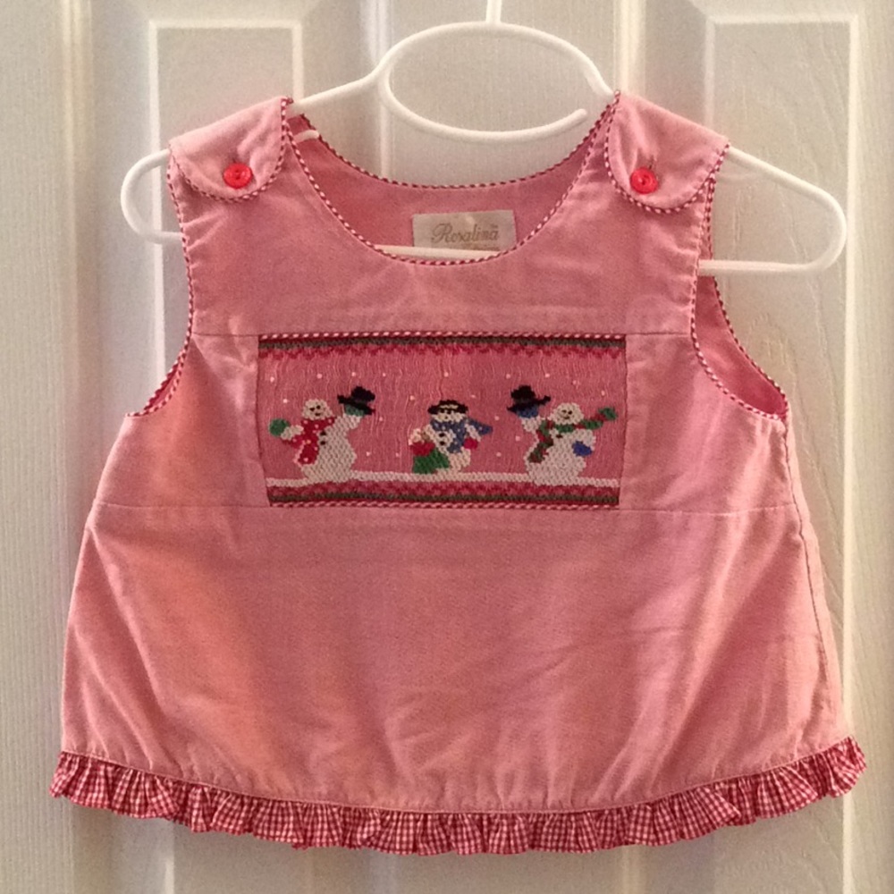 Rosalina girls 3T smocked snowman shirt ruffles